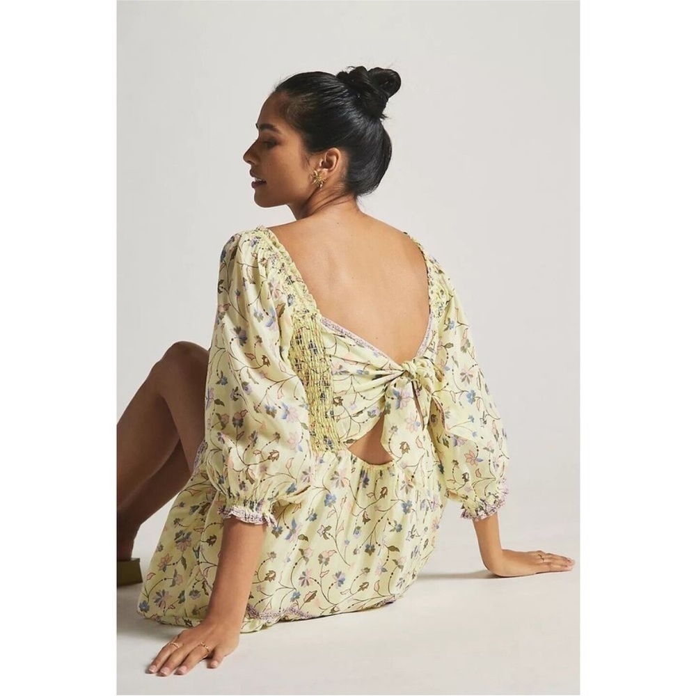 Anthropologie Omika Elisdunm square neck, mini dress, back tie, size medium - Picture 3 of 10
